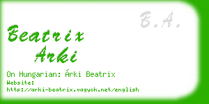 beatrix arki business card